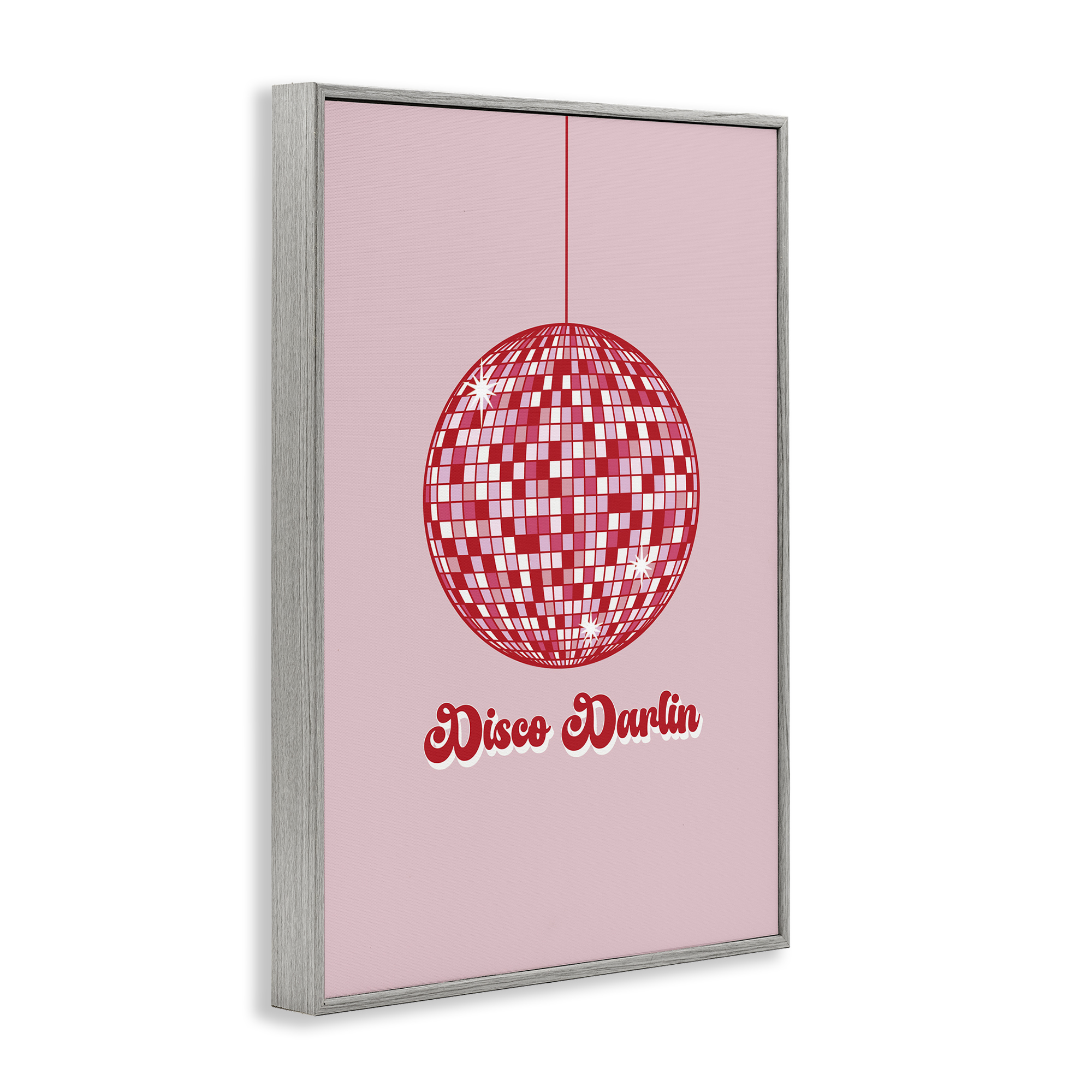 Stupell Industries Retro Disco Darlin Typography Painting Gray Framed Art Print Wall Art, 16 x 24