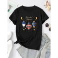 thumbnail image 2 of Creative Moon Lantern Pattern Printed Women'S Trendy Round Neck Short Sleeve, Simple Casual Sports T-Shirt, Comfortable Summer Top for Holidays., 2 of 6