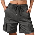 thumbnail image 2 of BUIGTTKLOP Cargo Shorts for Women Drawstring High Waisted Casual Shorts Wide Leg Pull on Outdoor Hiking Shorts with Pockets, 2 of 6