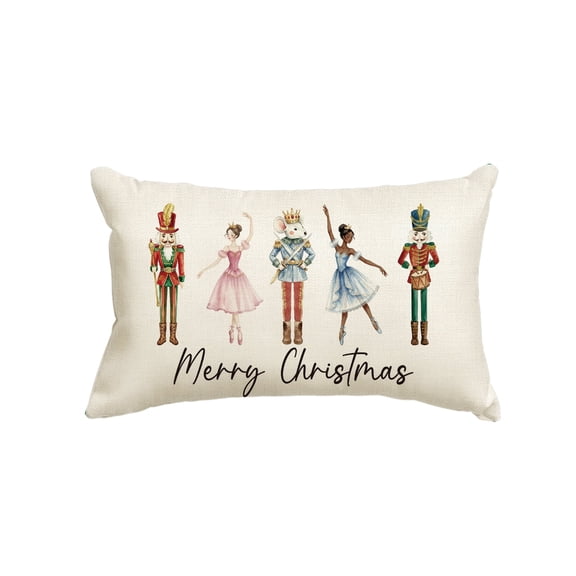 Sm:)e Nutcracker Winter Merry Christmas Throw Pillow Cover 12 x 20 Inch, Winter Holiday Decor for Sofa