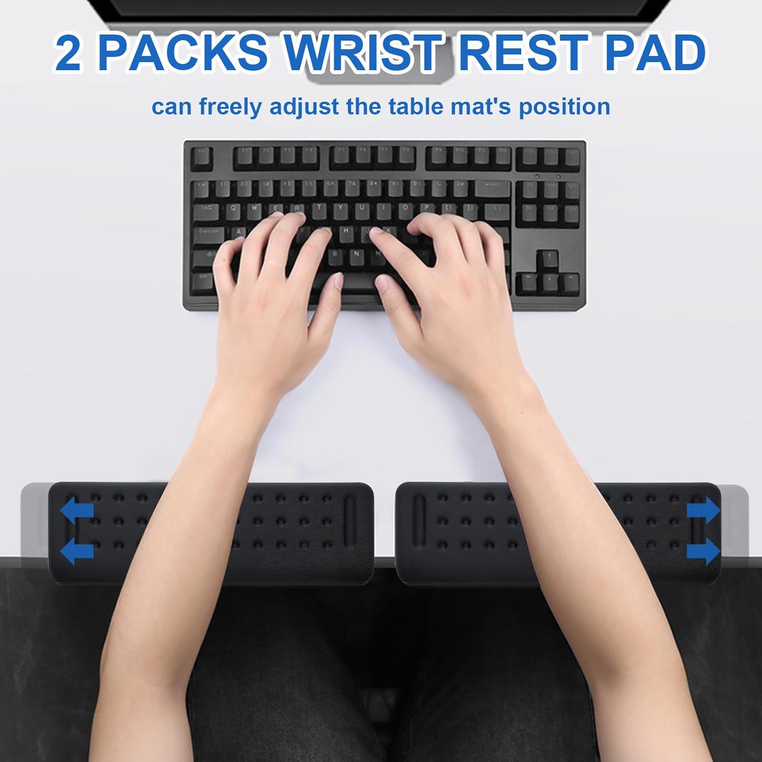 2-Pack L-Shaped Desk Edge Pads, Ergonomic Elbow and Wrist Support Pads, Keyboard Wrist Rest and Armrest Protector for Desk, Black