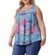 thumbnail image 4 of Agnes Orinda Blusas Boho de Talla Grande para Mujeres, Sin Mangas, Cuello Redondo, Dobladillo Curvado, Casual, Playera Fluida 1X Azul, 4 of 6