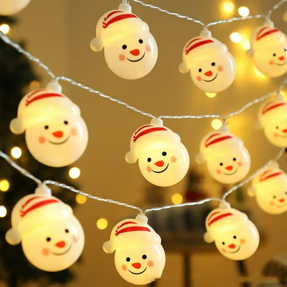 Christmas Tree String Lights, Cute Snowman 1.5M 10 LED Holiday Lights, Waterproof Ambient Decoration, Warm White