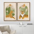 thumbnail image 3 of IDEA4WALL Framed Canvas Print Wall Art Set Indian Bengal Tiger Tropical Monstera Jungle Digital Art Decorative Bohemian Colorful Chic Artwork for Living Room, Bedroom, Office - 16"x24"x2 Natural, 3 of 5