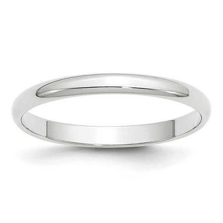Diamond2Deal 14k White Gold 2.5mm Lightweight Half Round Women's Wedding Band Size- 4