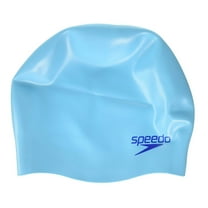 Speedo Plain Junior Moulded Sillicone Swimming Cap Aqua/Navy