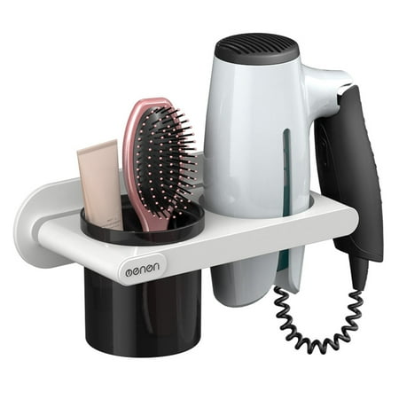 Menen Hair Dryer Holder Wall Mounted Hanging Rack With Organizer Cup Storage For Bathroom Barber Washroom Com - Hair Dryer Wall Holder Menen Hair Dryer Holder Wall Mounted Hanging Rack With Organizer Cup Storage For Bathroom Barber Washroom Com - Hair Dryer Wall Holder