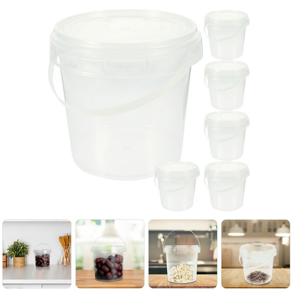 BRIGHTFUFU Seau Transparent 6 Pcs avec Couvercle pour Rangement Antipoussière Plastique Transparent
