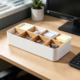 thumbnail image 6 of chaungfeng White Desktop Organizer, Bamboo Remote Control Holder Cosmetic Storage Basket, Desk Storage Box Pencil Pen Holder Caddy for Office Home Bedside Nightstand Organization, 6 of 7