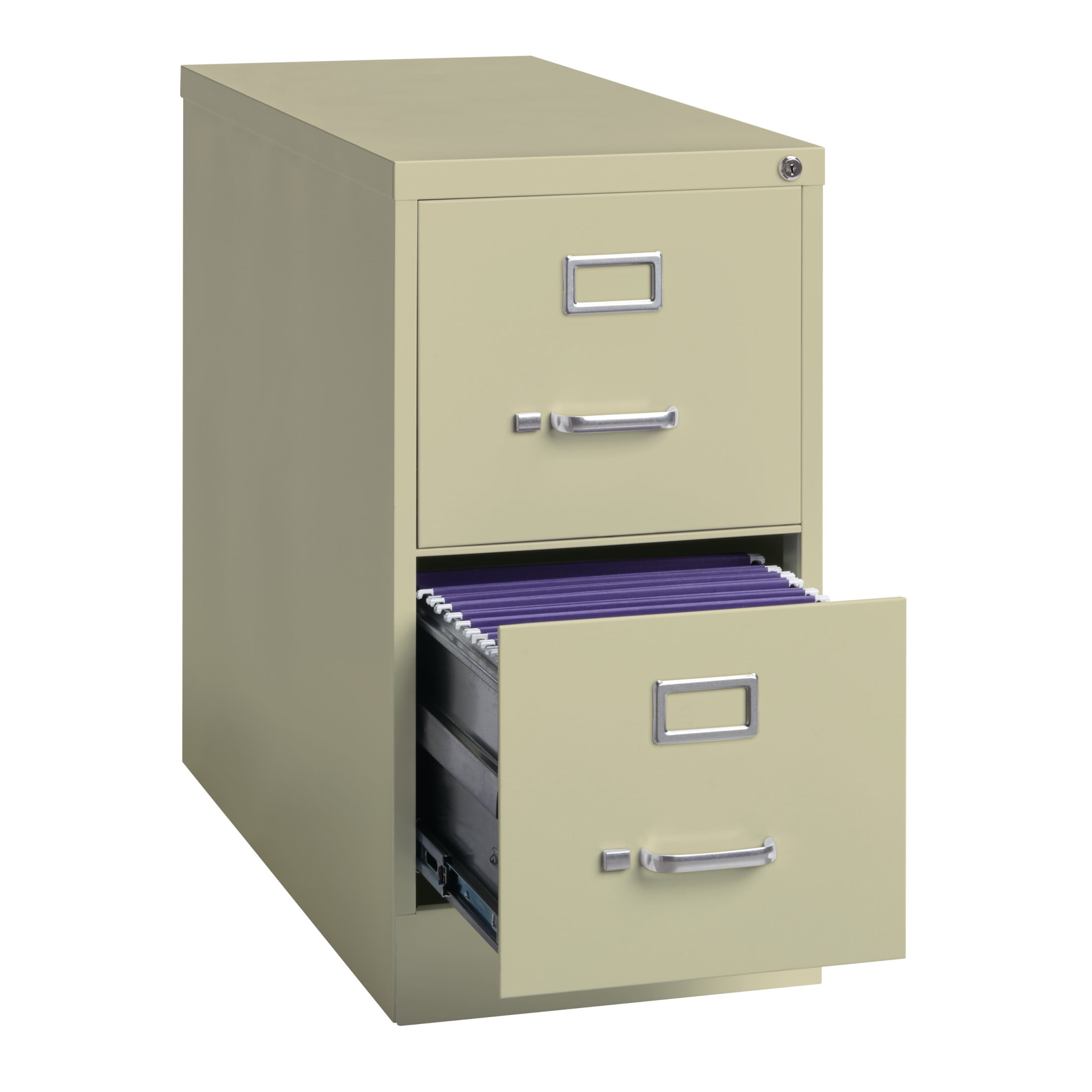 Hirsh 2 Drawer Letter Locking Metal Vertical File Cabinet, 26.5" Deep, Putty
