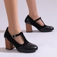 thumbnail image 4 of SACFOF Women's T-Strap Mary Jane Pumps Round Closed Toe Comfortable Low Chunky Block Heel Wedding Dress Evening Party Shoes, 4 of 6