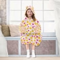 thumbnail image 7 of FORMRS Wearable Blanket Hoodie with Sleeves for Kids Cozy Flannel Sweatshirt, Light Pink Stars, 7 of 7