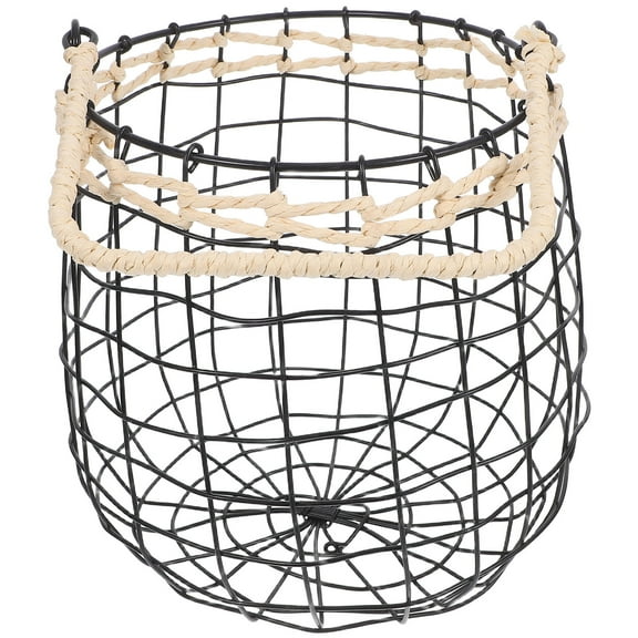 HOMEMAXS Farmhouse Hanging Wire Basket with Handle Fruit Vegetable Potato Storage Basket Kitchen Garden Wall Mounting Basket for Home Decors