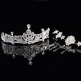 thumbnail image 2 of Women Wrap Bandana Adjustable White Glass Crystal Crown Tiara with Hair Band Pins in Birthday Gifts, 2 of 7