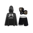 thumbnail image 2 of Moggemol Kids Boys Metallic Trim Boxer Robe with Gloves Set for Carnival Theme Party Boxing Practice Black Silver 6, 2 of 6