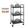 thumbnail image 2 of SunnyPoint 3-Tier Rolling Utility Storage Cart – Metal, Minimalist Design, Mobile Organizer for Kitchen, Office & Home – Black, 2 of 8