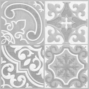 WallPops Holly Grey Embossed Peel and Stick Backsplash Tiles