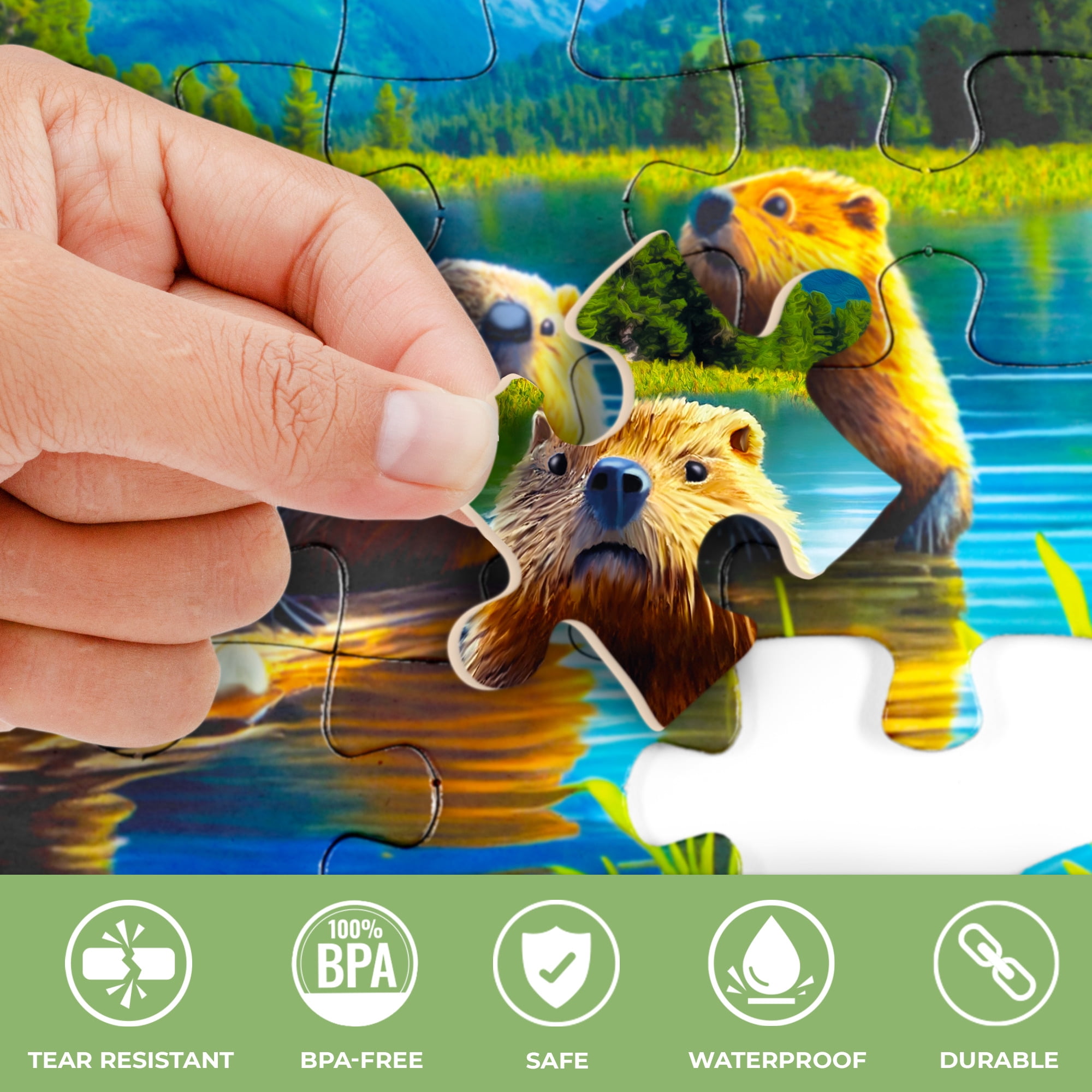 Quokka 100 Piece Dementia Puzzles for Seniors – 3 Set Large Piece Jigsaw Activities with Beavers, Cats and Dog