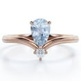 thumbnail image 1 of JeenMata Anillo de Compromiso Solitario de 2 Quilates Corte de Pera, Pavé de 3 Puntas, Filigrana Milgrain Art Déco, Anillo de Boda en Trío, Baño de Oro Rosa de 18 K sobre Plata, 1 of 6