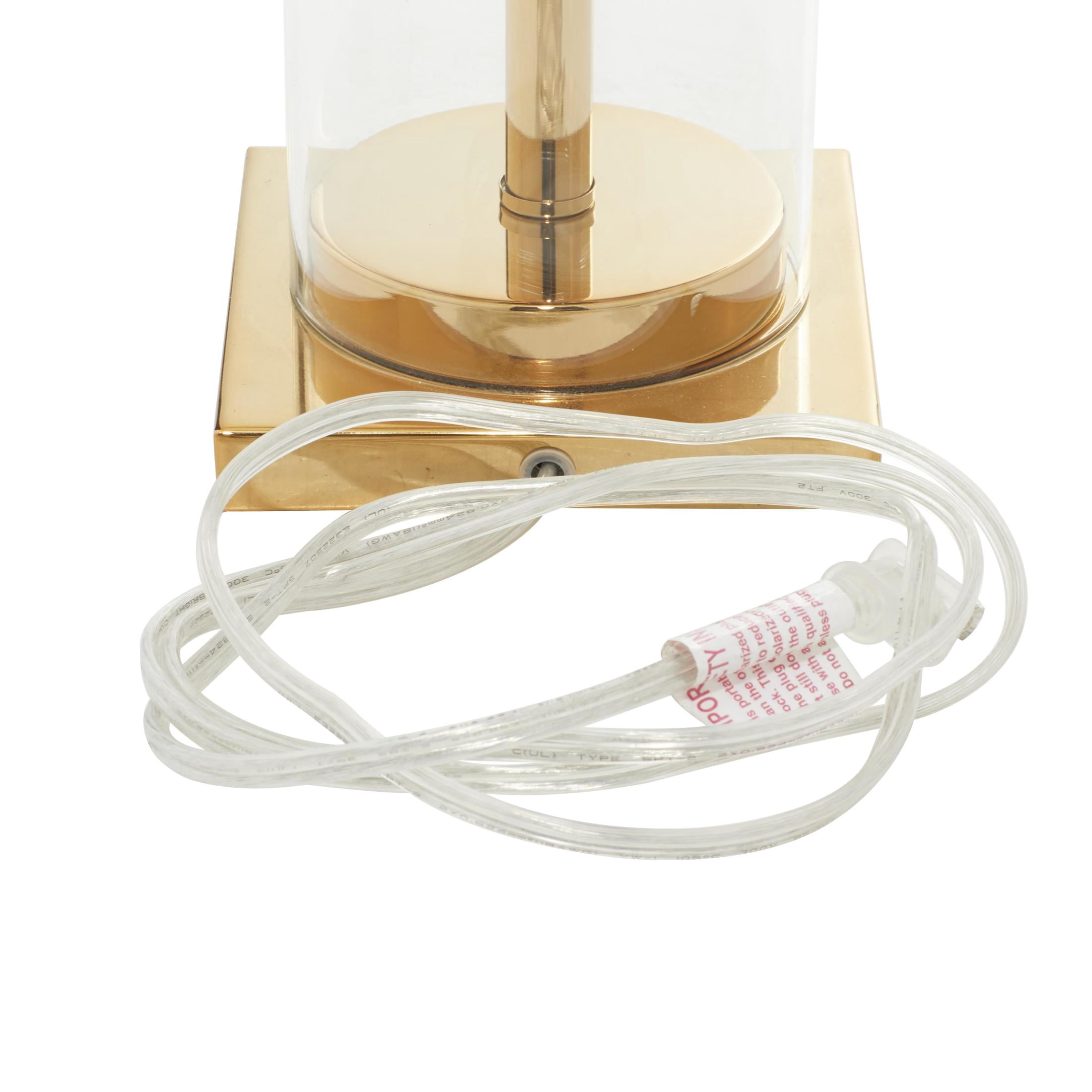 CosmoLiving by Cosmopolitan 24" Gold Table Lamp with White Linen Shade