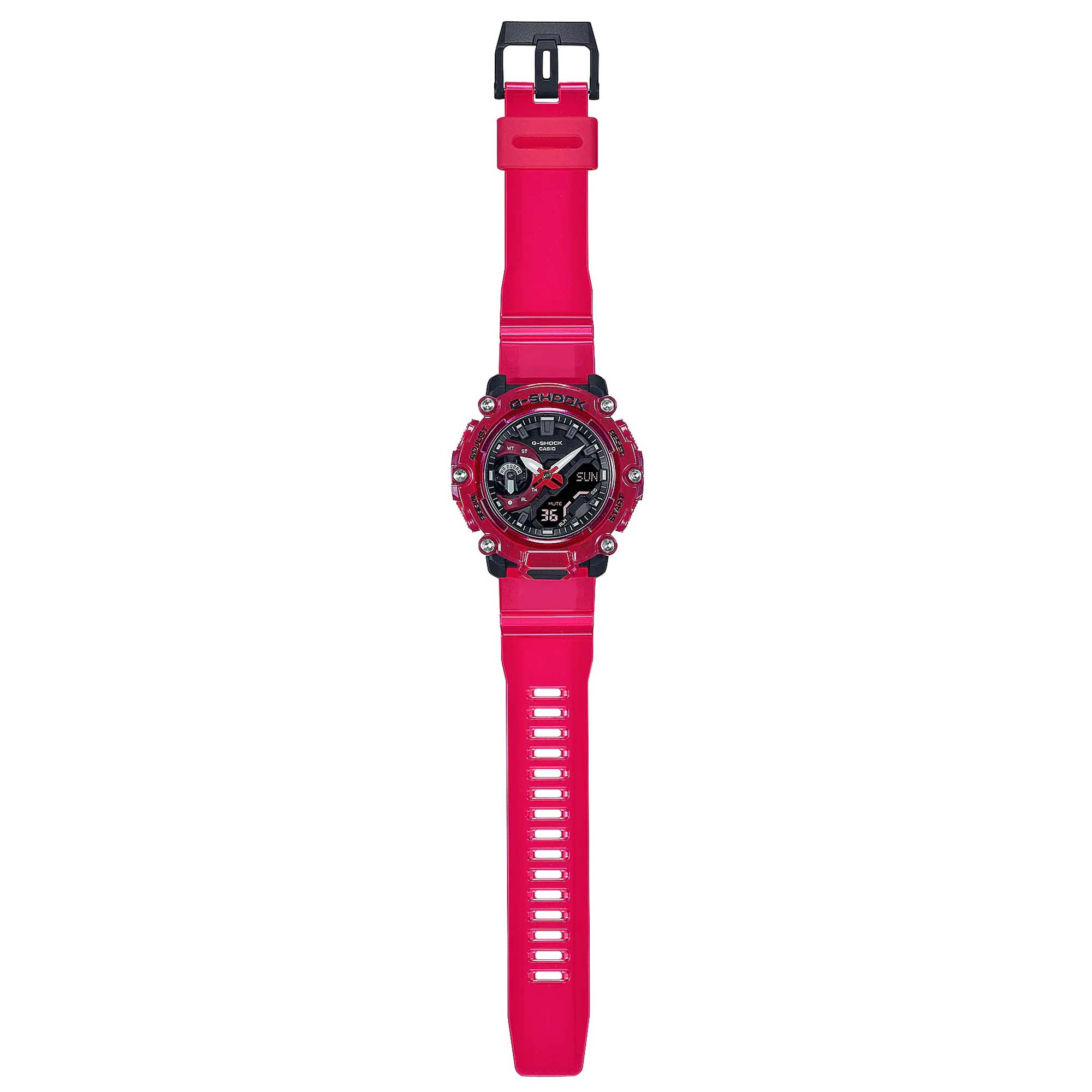 Casio GA2200SKL-4A Men's Sound Wave Red Strap Analog Digital Watch