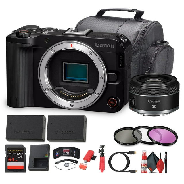 Canon EOS R50 V Appareil Photo Sans Miroir / Capteur APS-C 24,2 Mpx / 4K60p / AF Dual Pixel II / Écran Rabattable (6895C002) + Objectif Canon RF 50mm f/1.8 STM + Plus (Modèle International)