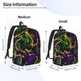 thumbnail image 3 of Honeii Neon Mardi Gras Print Canvas College Laptop Backpack, Durable Rucksack Travel Notebook Bag School Backpack Book Bag for Men Women-Medium, 3 of 7