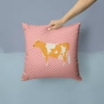 thumbnail image 2 of Guernsey Cow Pink Check Fabric Decorative Pillow, 2 of 4