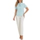 thumbnail image 2 of INSPIRAR CHIC Blusa de Chifón con Cuello Peter Pan y Lazo de Manga Corta con Estampado Retro S Azul Claro con Puntos, 2 of 5