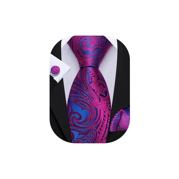 Conjunto de seda de cachemir azul y rosa intenso Barry.Wang