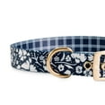 thumbnail image 3 of Petco Brand - Bond & Co. Black & White Floral & Plaid Reversible Dog Collar, Large, Blue, 3 of 6