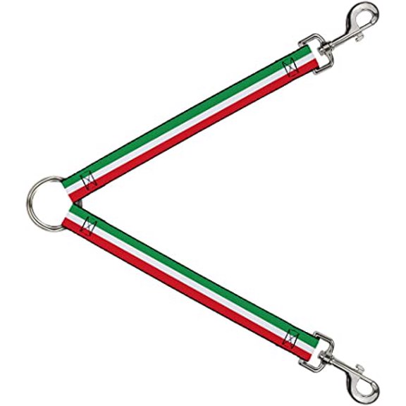 Buckle-Down Dog Leash Splitter Stripes Green White Red 1 Foot Long 1 Inch Wide