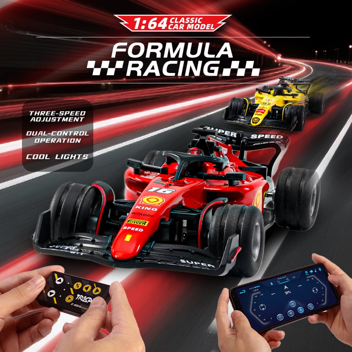 1: 64 Ferrari Formula remote control race car, dual control three speed control operation