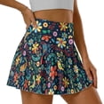 thumbnail image 3 of Xoenoiee Boho Flower Bird Print Women's Tennis Skirt Pleated Active Athletic Skort Lightweight Golf Skort for Running Training Sports, Size S, 3 of 7