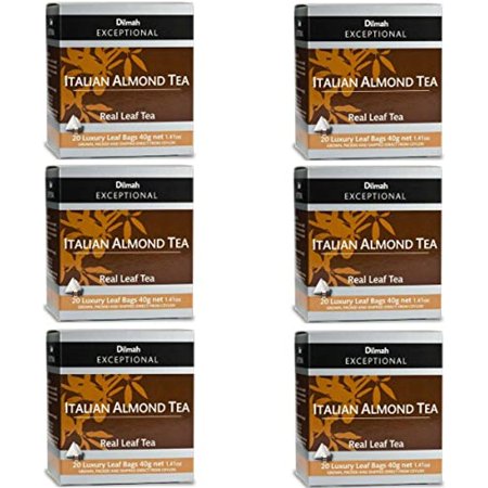 Dilmah Italian Almond Tea 20 Tea Bags X 6 Pack - Dilmah Exceptional Range Tea In Luxury Leaf Bags Pure Ceylon Italian Almond Tea Box