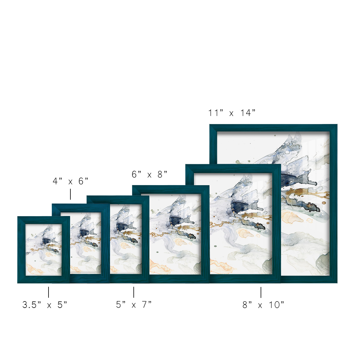 Organic Interlace II -Framed Print w/glass-Ocean Blue