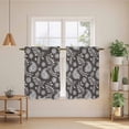 thumbnail image 2 of Grey Paisley Kitchen Curtain for Berdoom Living Room Cafe 54 Inch Length, Ethnic Vintage Floral Botanical Abstract Tiers Curtains Light Filtering Drapes Rod Pocket Window Treatment 2 Panels 52"Wx54"L, 2 of 8