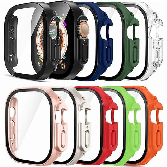 wonima02 [9 Pack Case Compatible with 49mm Apple Watch Ultra & Ultra 2/3 with Tempered Glass Screen Protector Full Scratch-Resistant Protective Cover Bumper for Apple Watch 49 mm
