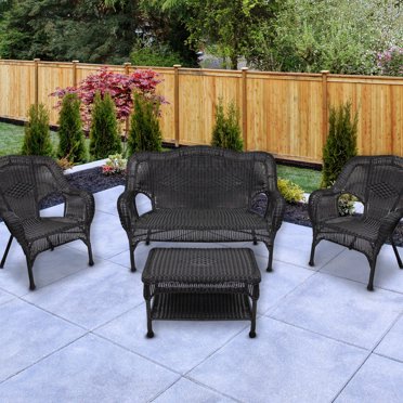 Northlight Wicker Outdoor Patio Conversation Set - Black - 4pc