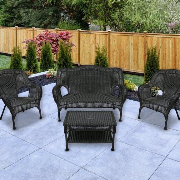 Northlight Wicker Outdoor Patio Conversation Set - Black - 4pc