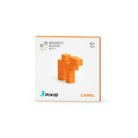 PIXIO Orange Camel Color Series Magnetic Blocks Construction Set 11pcs with Free App Stress Relief Building Blocks Fidget Toys Pixel Art Desk Toy Animals Figures