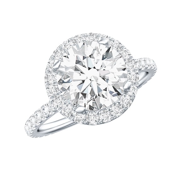Rosec Jewels Classic Cubic Zirconia Engagement Ring with Halo for Women, 925 Sterling Silver, US 4.00