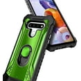 thumbnail image 5 of For LG K51 / LG Reflect Case with Tempered Glass Screen Protector (Full Coverage), Aluminum Metal Built-in Ring Stand, Full-Body Protective Shockproof Military Bumper Phone Cover (Green), 5 of 5