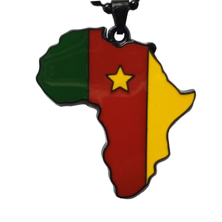 Dupsie's Cameroon Flag Pendant Necklace Africa Map Chain