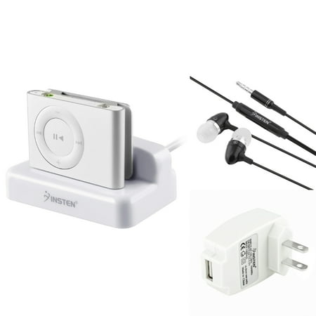 Insten Sync & Charging Cradle+Black Headset+Travel Adapter Charger For Apple iPod Shuffle 2