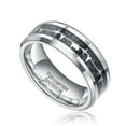 thumbnail image 5 of Wedding Ring Men Women 8mm EKG Heartbeat Wedding Ring Silver Black Carbon, 5 of 5