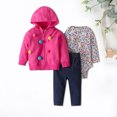 thumbnail image 5 of Lovskoo 6M-2T Infant Baby Girl Boy Three Outfits Romper Tops + Sweatshirt Jacket + Pants Set Fall Winter Clothes Red, 5 of 6