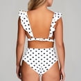 thumbnail image 4 of FAOWME Bikini Set For Women Polka Dot Print Deep V Neck Ruffles Comfortable Stylish Two Piece Swimsuit Swimwear For Pool Beach,White,S, 4 of 6
