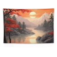 thumbnail image 5 of Chilfamy  Japanese Tapestry Landscape, Asian Tapestry Wall Hanging Japan Nature Sunset landscape Wall Tapestry for Bedroom Aesthetic Living Room Asia Home Decor 60x40 Inch, 5 of 7