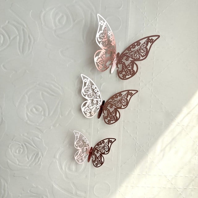 Decoración de pastel de mariposa de doble cara de papel dorado Decoración de pastel de cumpleaños Complemento para pastel Decoración de pastel Complemento para hornear